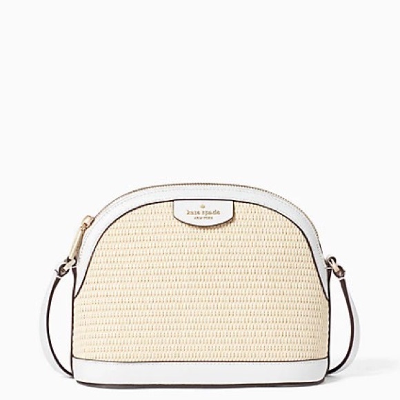 kate spade Handbags - Kate Spade Sylvia XLarge Straw Crossbody Bag w/ White Leather Trim